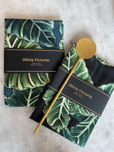 Load image into Gallery viewer, Regale Leaf Tea Towel in Midnight Blue