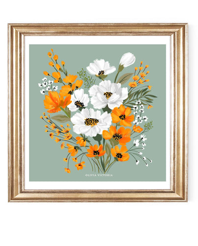 California Bouquet Giclée Print freeshipping - Olivia Victoria