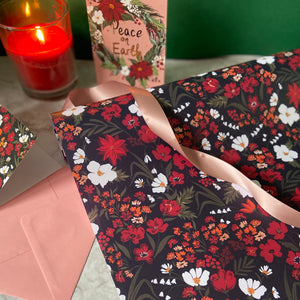Rose And Red Floral Gift Wrap freeshipping - Olivia Victoria