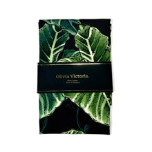 Load image into Gallery viewer, Regale Leaf Luxury Floral Tea Towel in Midnight Blue freeshipping - Olivia Victoria
