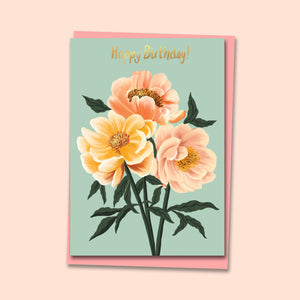 Happy Birthday Peonies Card freeshipping - Olivia Victoria
